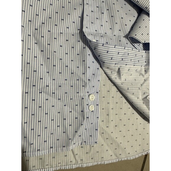Rafi Ruben Roma Shirt Men’s Light Blue Striped Size 18 / 45” Sleeve Clean NWT - Picture 2 of 6